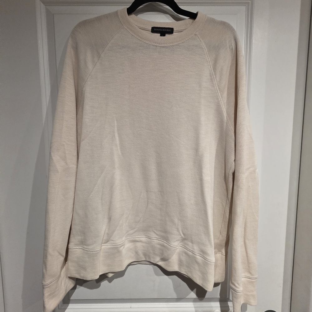Mens Banana Republic Transition Cream Double Knit Sweatshirt, Large